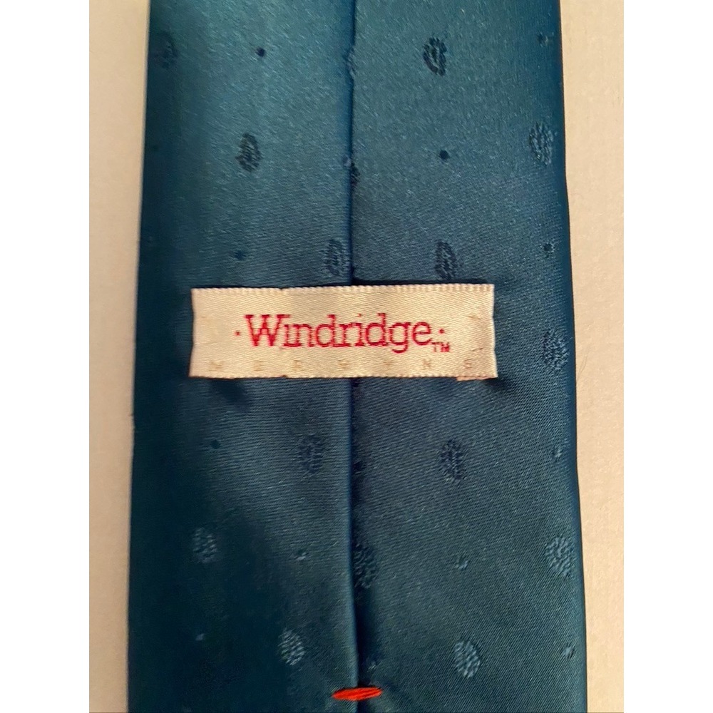 Windridge Mens Teal Blue Paisley Dot Silk Blend Jacquard Necktie Tie